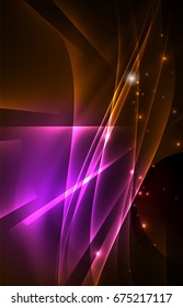 Vector polar lights concept, glowig shapes in the dark, abstract background