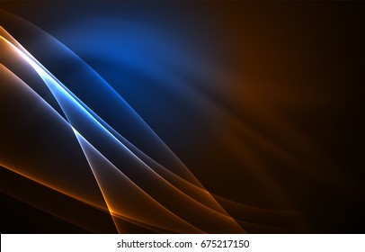 Vector polar lights concept, glowig shapes in the dark, abstract background