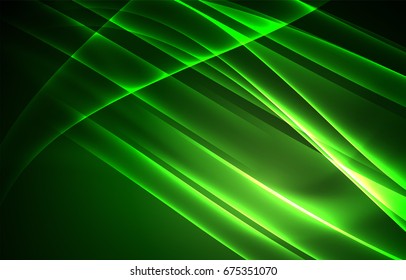 Vector polar lights concept, glowig shapes in the dark, abstract background