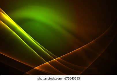 Vector polar lights concept, glowig shapes in the dark, abstract background