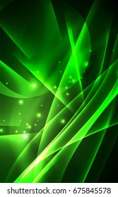Vector polar lights concept, glowig shapes in the dark, abstract background