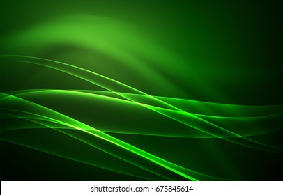 Vector polar lights concept, glowig shapes in the dark, abstract background