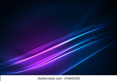 Vector polar lights concept, glowig shapes in the dark, abstract background