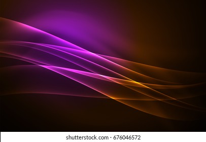 Vector polar lights concept, glowig shapes in the dark, abstract background