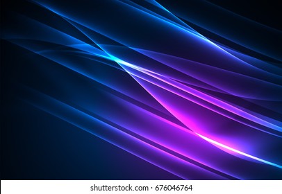 Vector polar lights concept, glowig shapes in the dark, abstract background