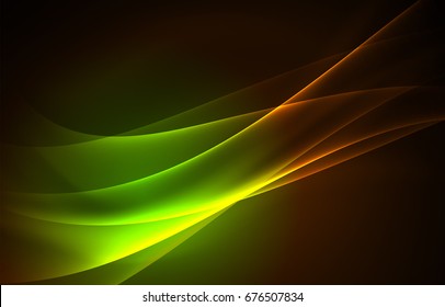 Vector polar lights concept, glowig shapes in the dark, abstract background
