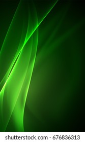 Vector polar lights concept, glowig shapes in the dark, abstract background