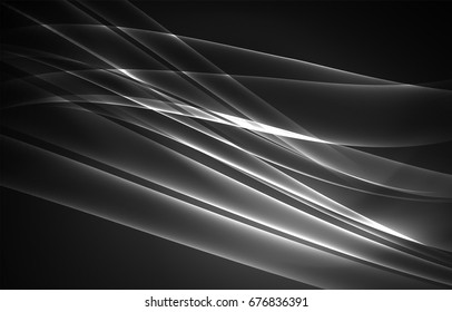 Vector polar lights concept, glowig shapes in the dark, abstract background