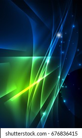 Concepto de luces polares vectoras, formas oscuras en el fondo oscuro y abstracto