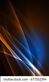 Vector polar lights concept, glowig shapes in the dark, abstract background
