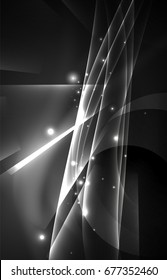 Concepto de luces polares vectoras, formas oscuras en el fondo oscuro y abstracto