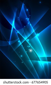 Concepto de luces polares vectoras, formas oscuras en el fondo oscuro y abstracto