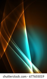Vector polar lights concept, glowig shapes in the dark, abstract background