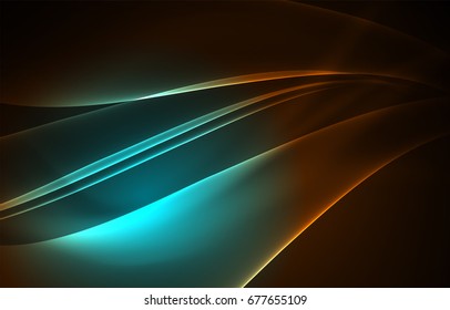 Vector polar lights concept, glowig shapes in the dark, abstract background