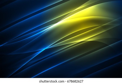 Vector polar lights concept, glowig shapes in the dark, abstract background