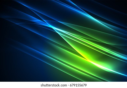 Vector polar lights concept, glowig shapes in the dark, abstract background