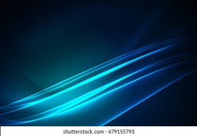 Vector polar lights concept, glowig shapes in the dark, abstract background