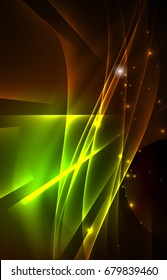 Vector polar lights concept, glowig shapes in the dark, abstract background
