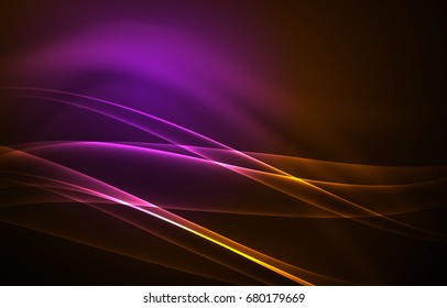 Vector polar lights concept, glowig shapes in the dark, abstract background