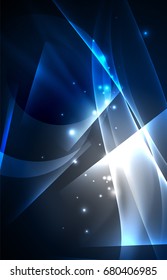 Vector polar lights concept, glowig shapes in the dark, abstract background