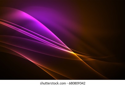 Vector polar lights concept, glowig shapes in the dark, abstract background