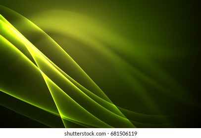 Vector polar lights concept, glowig shapes in the dark, abstract background
