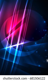 Vector polar lights concept, glowig shapes in the dark, abstract background
