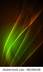 Vector polar lights concept, glowig shapes in the dark, abstract background