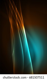 Vector polar lights concept, glowig shapes in the dark, abstract background