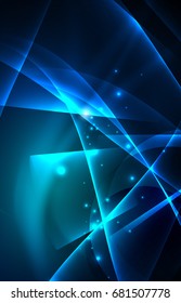 Vector polar lights concept, glowig shapes in the dark, abstract background