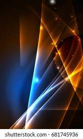 Vector polar lights concept, glowig shapes in the dark, abstract background