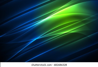 Vector polar lights concept, glowig shapes in the dark, abstract background