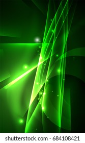 Vector polar lights concept, glowig shapes in the dark, abstract background