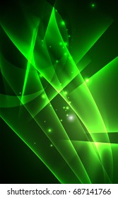 Vector polar lights concept, glowig shapes in the dark, abstract background