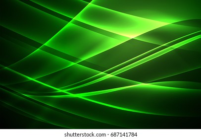 Vector polar lights concept, glowig shapes in the dark, abstract background