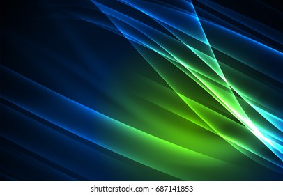 Vector polar lights concept, glowig shapes in the dark, abstract background