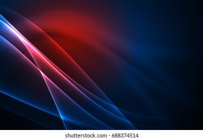 Vector polar lights concept, glowig shapes in the dark, abstract background