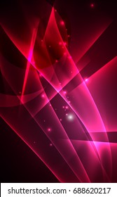 Vector polar lights concept, glowig shapes in the dark, abstract background
