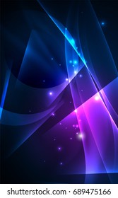 Vector polar lights concept, glowig shapes in the dark, abstract background