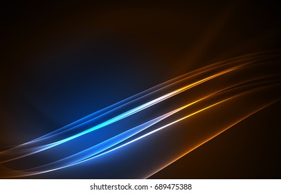 Vector polar lights concept, glowig shapes in the dark, abstract background