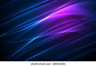 Vector polar lights concept, glowig shapes in the dark, abstract background