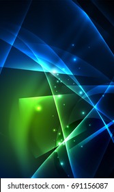 Vector polar lights concept, glowig shapes in the dark, abstract background