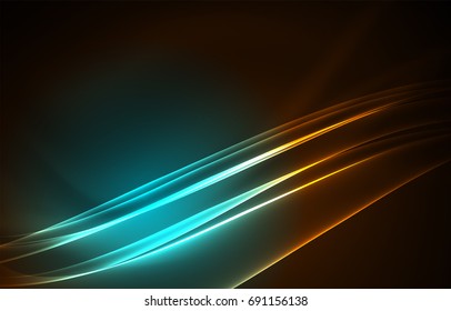 Vector polar lights concept, glowig shapes in the dark, abstract background