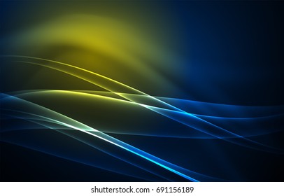Vector polar lights concept, glowig shapes in the dark, abstract background