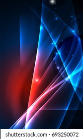 Vector polar lights concept, glowig shapes in the dark, abstract background
