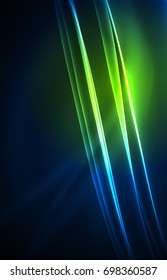 Vector polar lights concept, glowig shapes in the dark, abstract background