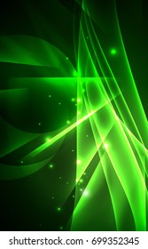 Vector polar lights concept, glowig shapes in the dark, abstract background