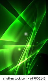 Vector polar lights concept, glowig shapes in the dark, abstract background