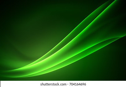 Vector polar lights concept, glowig shapes in the dark, abstract background