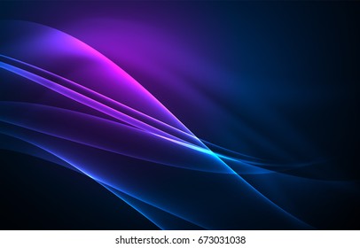 Vector polar lights concept, glowing shapes in the dark, abstract background